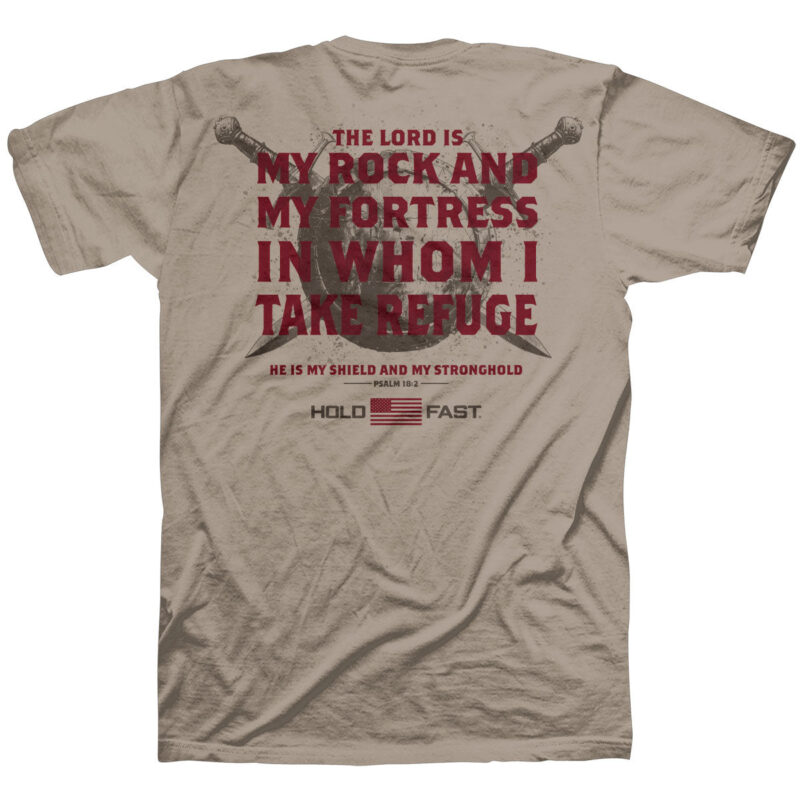 Venture Goods "Hold Fast" Men's T-Shirt – Faith-Based Shield Graphic Shirt