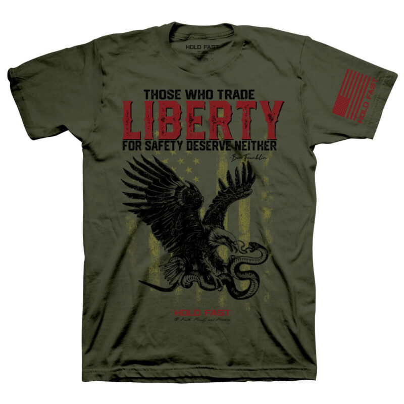 Venture Goods "Hold Fast" Liberty Eagle Men’s T-Shirt – Patriotic Faith Graphic Shirt